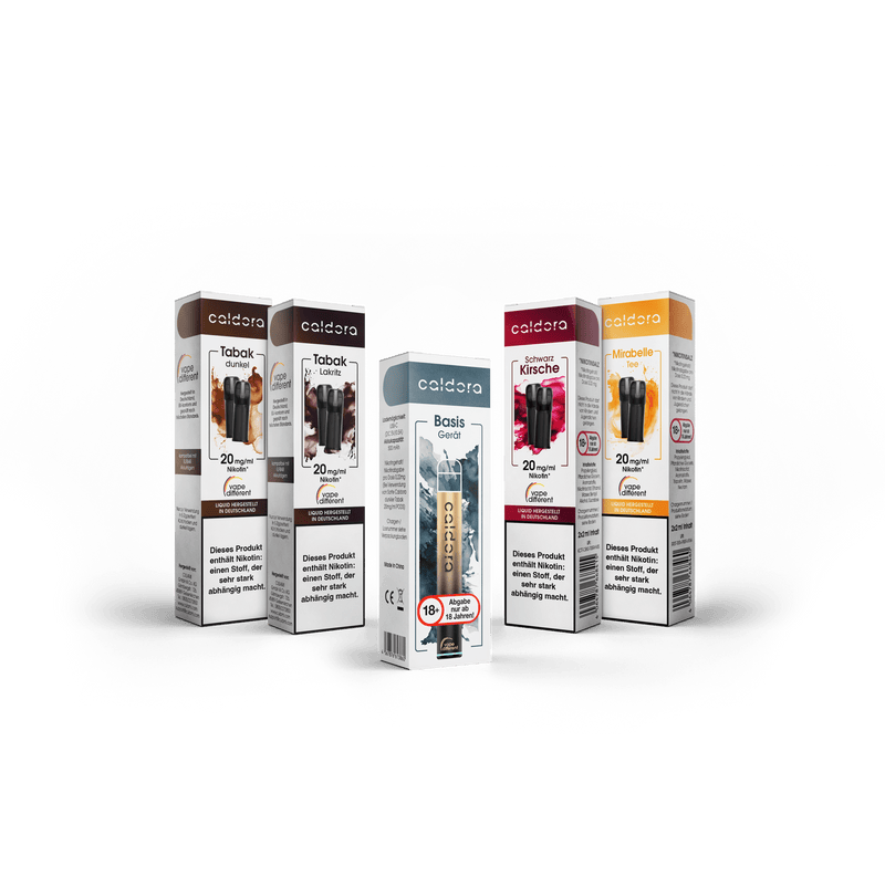 Caldora Das kräftige Starter Set mit vier Pod-Sorten und Basis Gerät